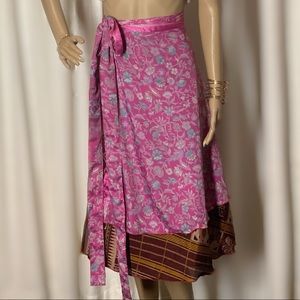 Double Layer Reversible Silk Wrap Skirt/Dress